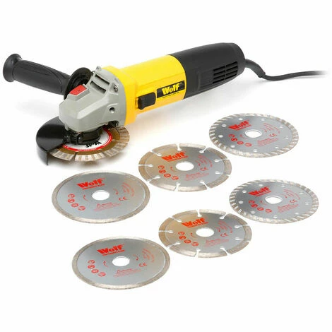 Wolf 850w Angle Grinder & Two 3pc Disc Sets Wolf 850w Angle Grinder & Two 3pc Disc Sets -WOLF Shop 59637117 2