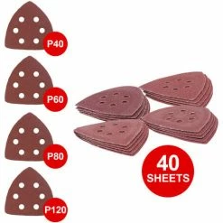 Wolf Assorted Grit Size Delta Sanding Sheets - Pack Of 40